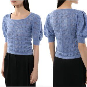 Miu Miu Puff Sleeves Sweater Sunflower Blue Squareneck Mohair Knit